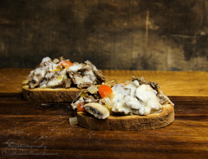 Open-faced gluten-free cheesesteaks recipe