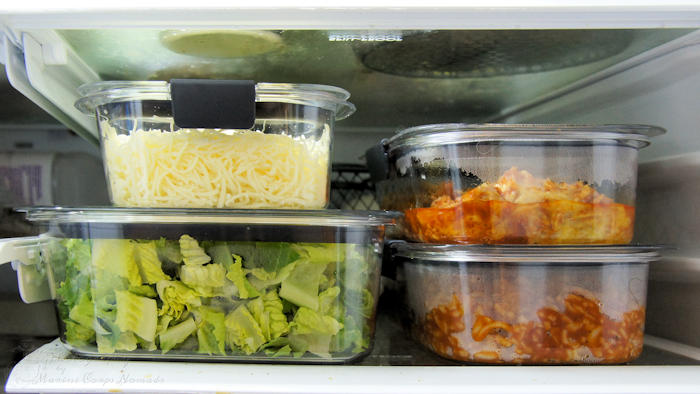 Utilizing Rubbermaid Brilliance container for leftovers makes meal prep a little easier.