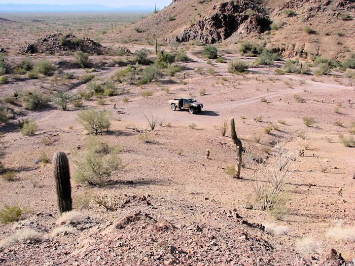 Camping in Kofa - High View of Truck