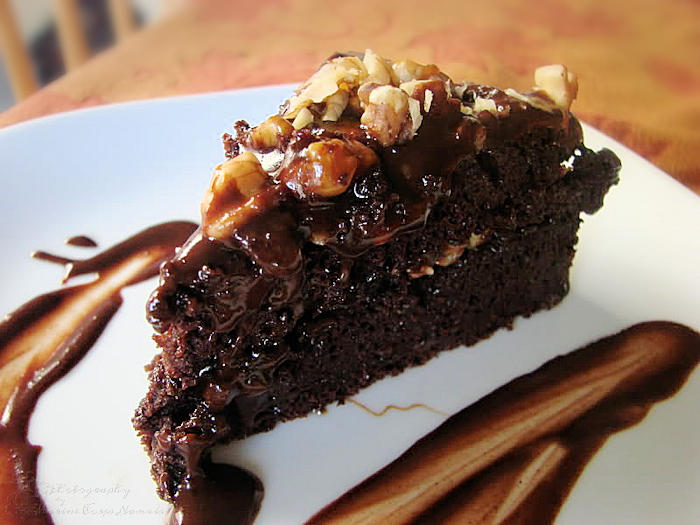 Slice of Gluten Free Dairy Free Snickers Cake
