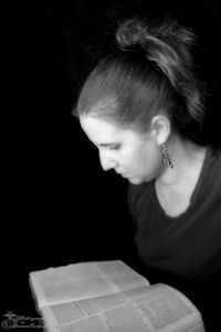 Heather reading Bible