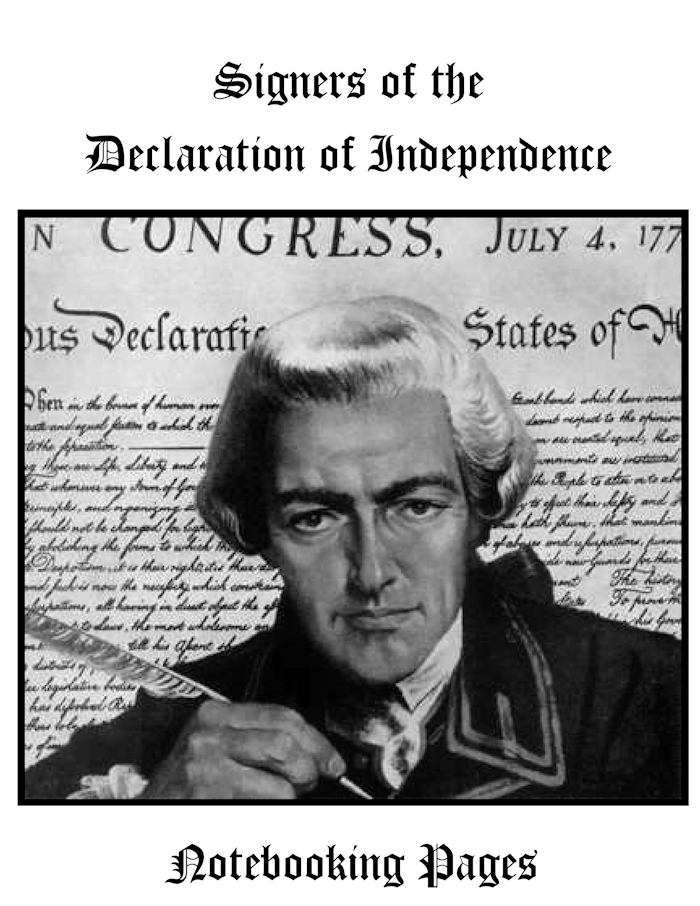 56 Signers of the Declaration of Independence Notebooking Pages