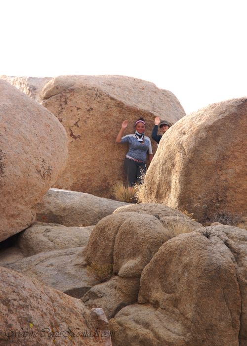 Munchkin and JJ Climbing the Boulders