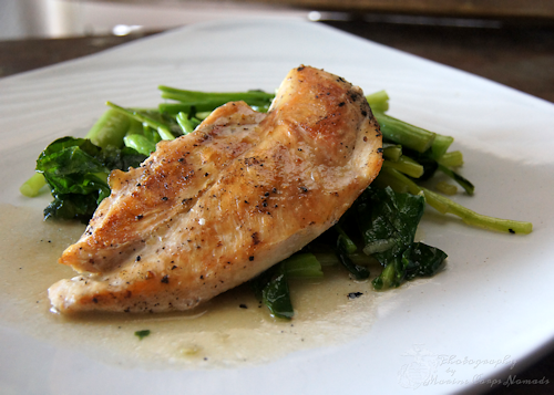 Baked Chicken with Brown Butter Broccoli Greens