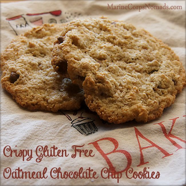 Crispy Gluten Free Oatmeal Chocolate Chip Cookies