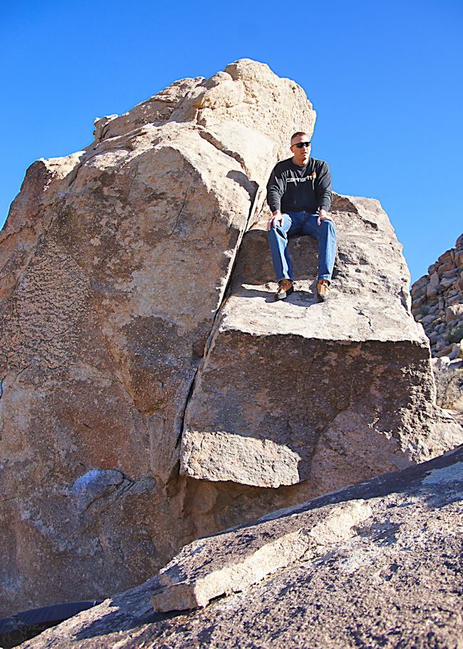 Resting on the boulder