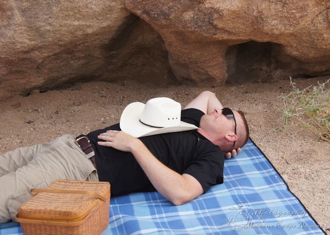 Taking a nap on the picnic blanket