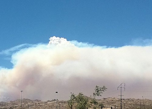 Billowing cloud from the wildfire