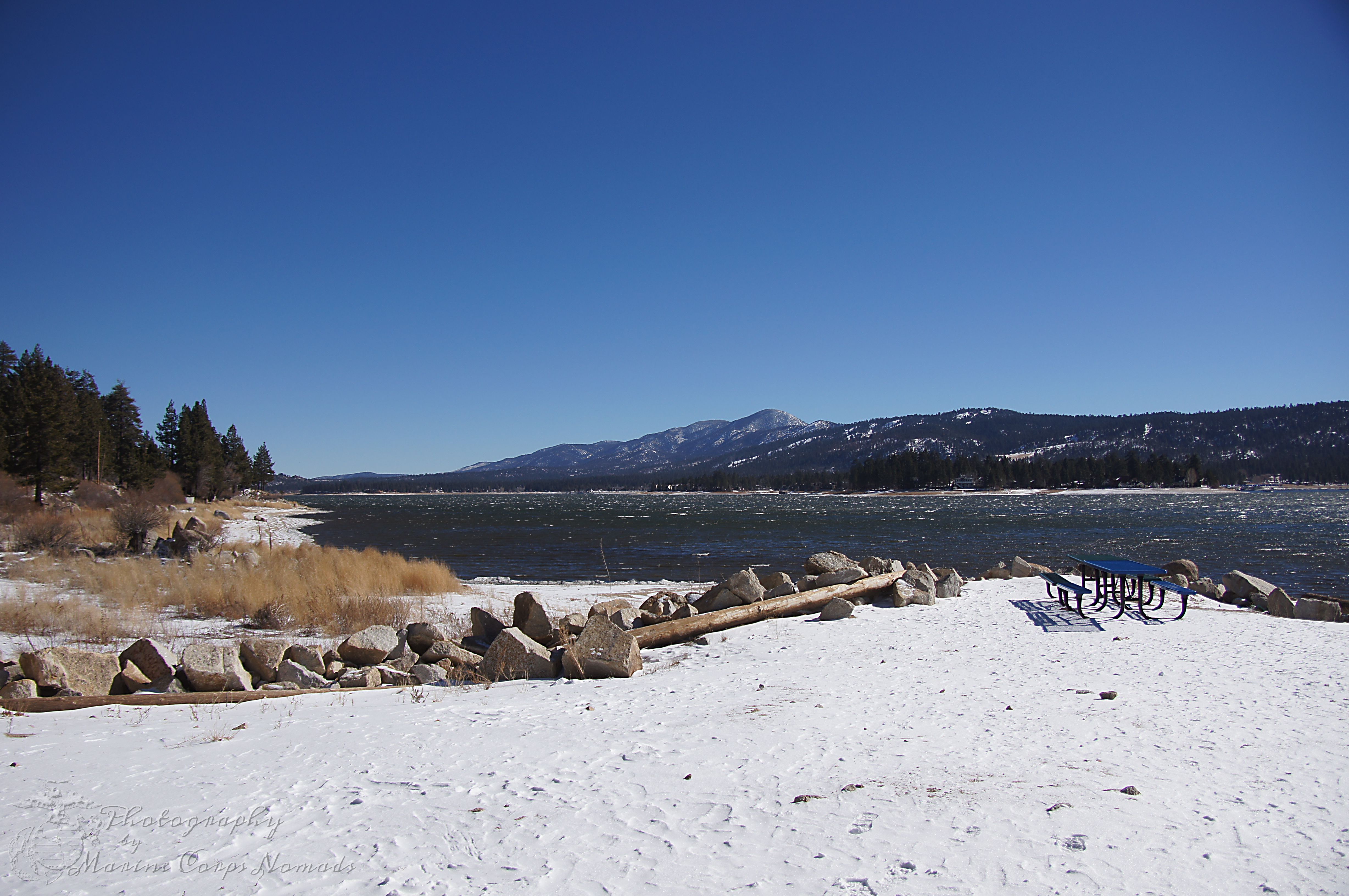 Exploring the snowy shores of Big Bear Lake