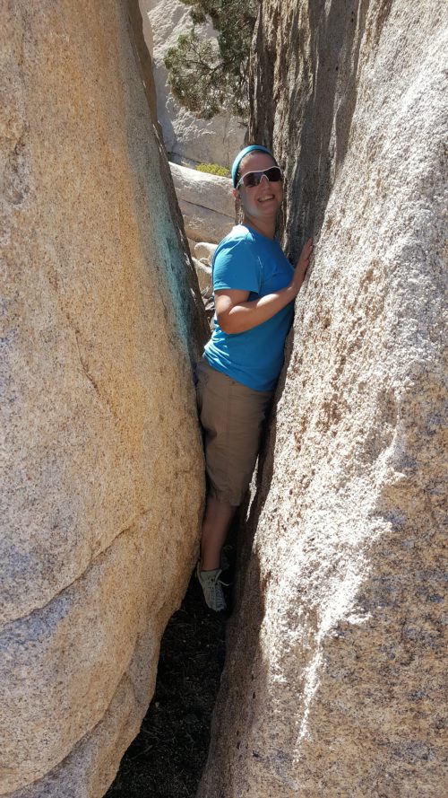 Squeezing and climbing through the crevice