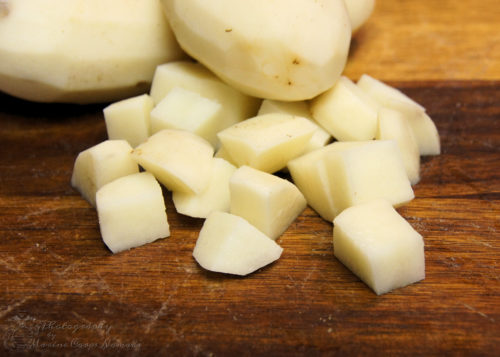 Chopped potatoes for decadent loaded mashed potatoes