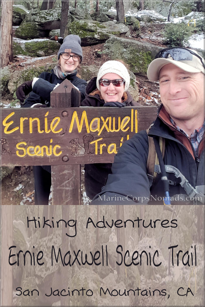 Ernie Maxwell Scenic Trail, San Jacinto Mountains, CA - snowy family hike, hiking as a family, national forest, winter hike