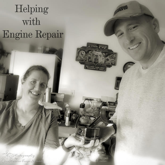 Helping my husband with his engine repair