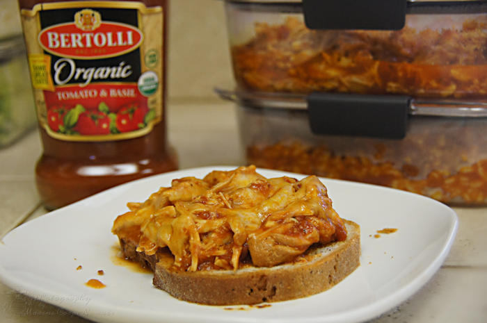 Shredded Chicken Parmesan Sandwich from slow cooker chicken parmesan.